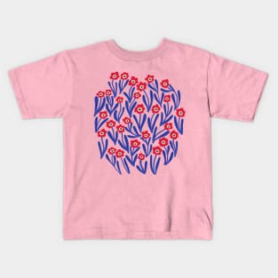 Cute minimalist ditsy flowers in pink, red and blue Kids T-Shirt
